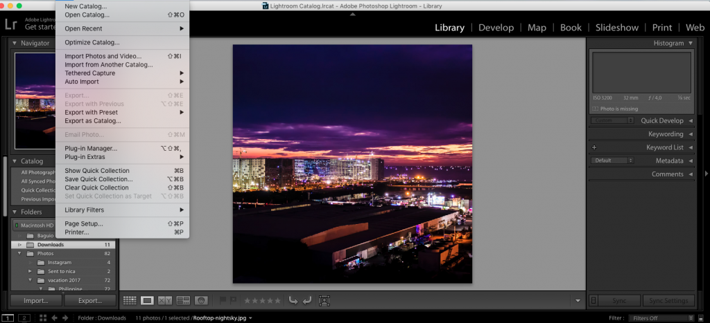 exporting files in adobe lightroom