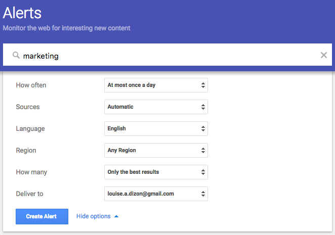 google alerts for awesome digital marketing efforts